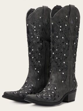 Y2K Style RedTop Cowgirl Boots Rhinestone Western Boho Chic New